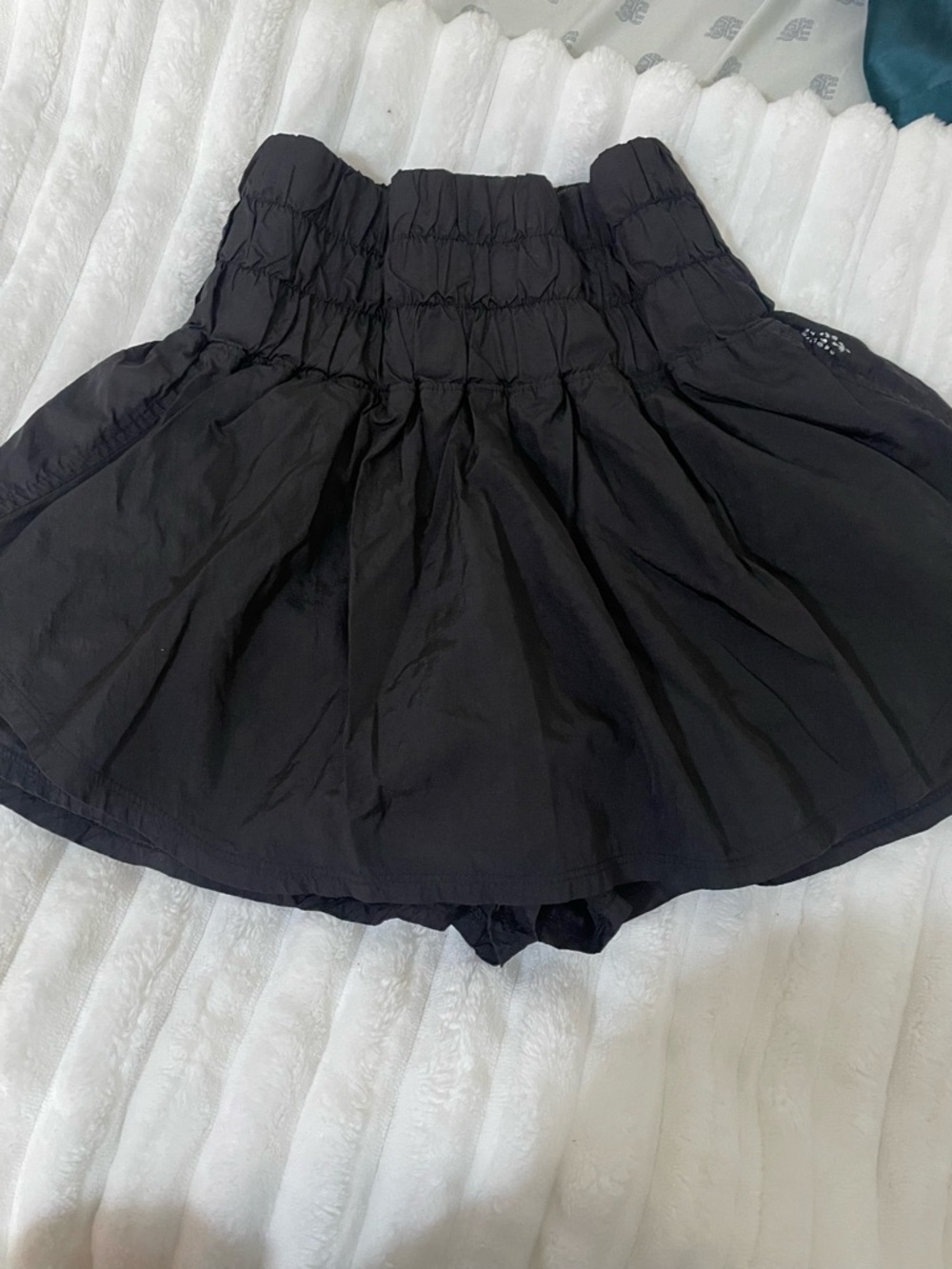 Free People Black Smocked Waist Skirted Shorts